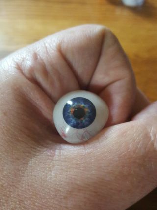 Human Prosthetic Eye Blue And Orange Great Veining.  Cool And Creepy B19