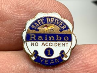 Rainbo Bread 1 Year Safe Driver No Accident Service Award Pin.  Cool Old Pin.