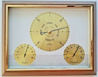 Vintage Royce Barometer Solid Wood & Brass 13 X 10 " Humidity Temperature Great