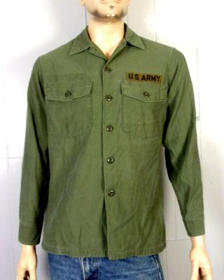 Vtg 60s Us Army Vietnam Era Dsa 1968 Sateen Uniform Shirt Og - 107 Guy H James M