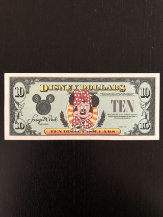 1995 $10 A Series Disney Dollars Proof Disneyland Minnie No Serial Very Rare