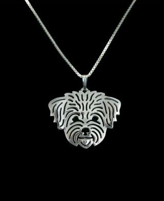 Lhasa Apso Pendant Necklace Jewellery Collectable With 18 Inch Chain - Silver