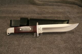Buck Knife Model 124 - Vintage 1972 With Sheath - Red/burgundy Micarta Handles