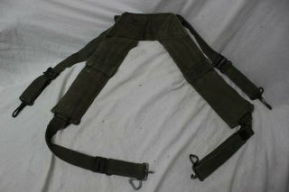 Us Military Issue Vietnam M1956 Canvas Pistol Belt H Suspenders Large Long A13