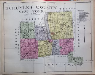 1912 Schuyler County Century Atlas Map Counties Of The State Of Ny 24x30