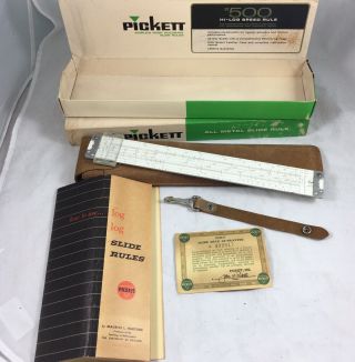 1962 Pickett Slide Rule Set N 500 - T Vintage Leather Case