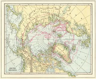 1908 Antique North Pole Map Arctic Map Or Antarctica Map South Pole Map 6785
