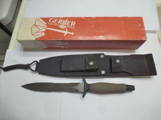 Vintage Gerber Mark Ii Knife,  E5681s,  1987,  Armorhide,  W/ Sheath & Box