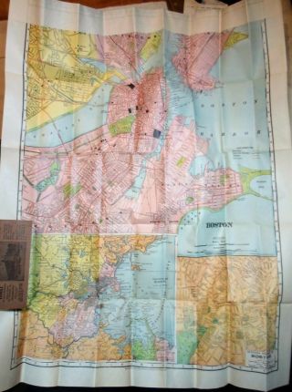 Antique Rand McNally Handy Map BOSTON,  MASS Copyrights 1891 & 1907 2