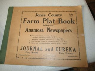 1953 Jones County Iowa Farm Plat Book Anamosa Olin Wyoming Monticello Amber