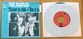 The Beatles " Ticket To Ride/yes It Is " 45 W/picture Sleeve French Pressing