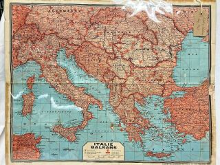 Vintage Wwii Map 1943 Italy And The Balkans (italie Balkans)