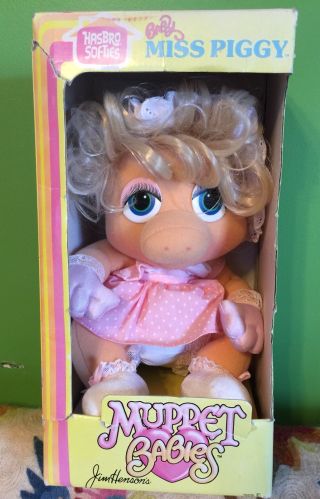 1983 Hasbro Softies Jim Henson Muppet Babies Plush Baby Miss Piggy -