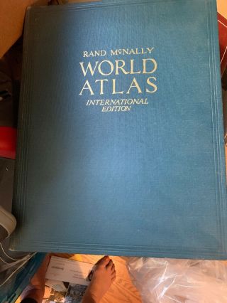 Antique 1939 Large Rand Mcnally Indexed Atlas Of The World Int’l Gold