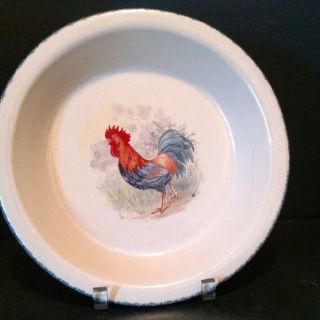 2000 Home & Garden Party Rooster Pie Pan November Ceramic Hand Made Usa T95