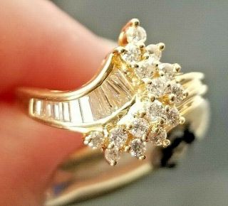 . 55tcw Vintage Round Baguette Diamond Cluster 14k Yellow Gold Ring/band