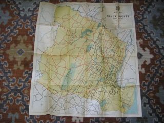 Antique 1927 Essex County Jersey Nj Large Fold - Out Color Highway Road Map