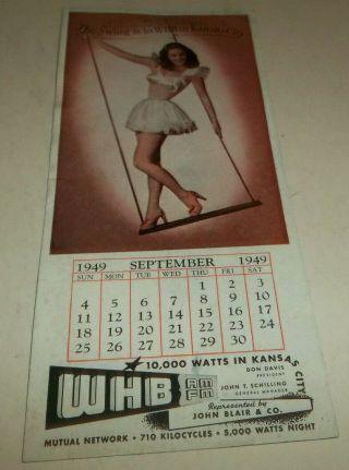 Vtg 1949 Whb Radio Station Kansas City Missouri Advertising Pinup Blotter