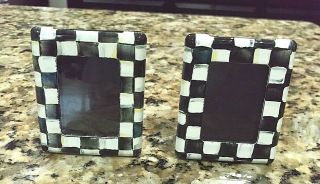 Mackenzie Childs Set Of 2 Courtly Check Enamel Mini Picture Frames
