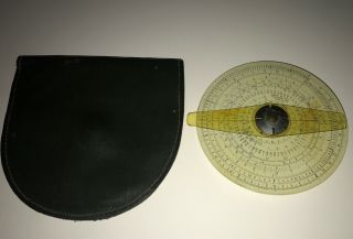 Vintage Copyright 1931/1936 Round Circular Slide Rule W/ Case Made In Usa Look