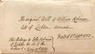 1803 - 31 19th Century Document William Robinson Of Lockton Middleton Yorkshire