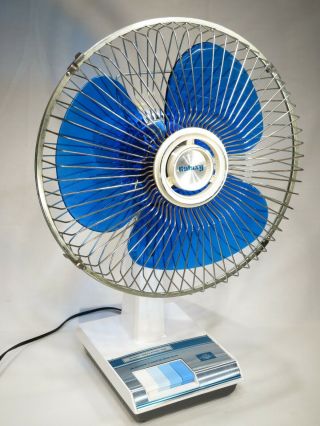 Vintage Galaxy Fan - 12 " - Translucent Blue Blades - 3 Speed,  Oscillating