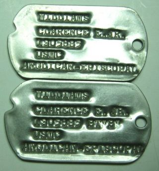 1950s Usmc Dog Tag Pair - Clarence E Williams Jr - Anglican Episcopal