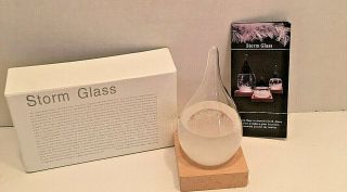 Amymami Storm Glass Weather Predictor Forecaster Glass Barometer With Wood Base