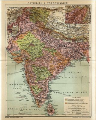 1905 India Ceylon Sri Lanka Tibet Bhutan Nepal Himalayas Kashmir Assam Map Dated