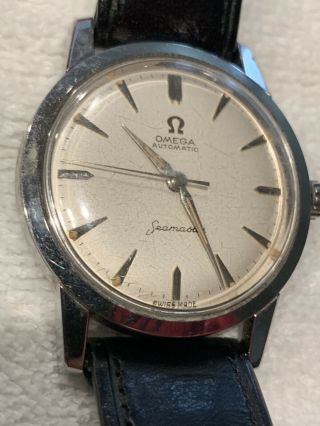 VINTAGE OMEGA AUTOMATIC STAINLESS STEEL MEN ' S WITH CASE & LEATHER BAND RUNS 3