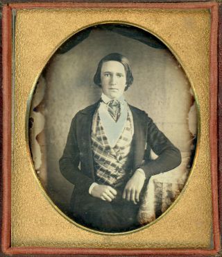 Mid 1840s Dag Young Man Daguerreotype Checkered Vest
