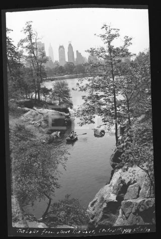 1933 Central Park Boats Lake Manhattan Nyc York City Old Photo Negative 407b