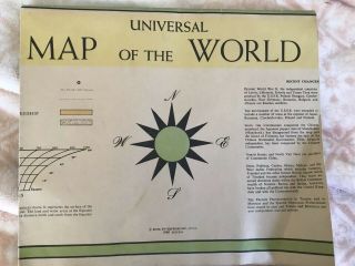 Vintage Universal Map Of The World 1960,  Book Enterprises