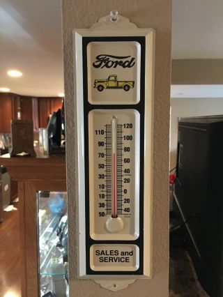 Ford Sales And Service Metal Thermometer