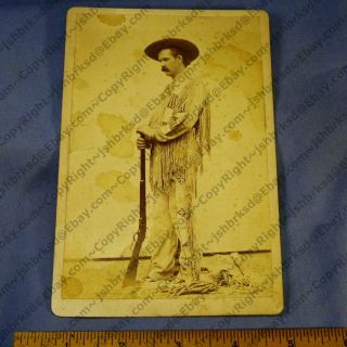 American Cowboy Indian War Scout Cabinet Card Photo Winchester Rifle E.  L.  Eaton