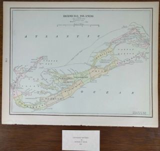 Bermuda 1900 Vintage Atlas Map 14 " X11 " Old Antique St Georges Hamilton