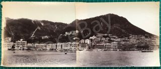Large Albumen Panorama Photograph Of Hong Kong Harbor,  1870 - 1880s China