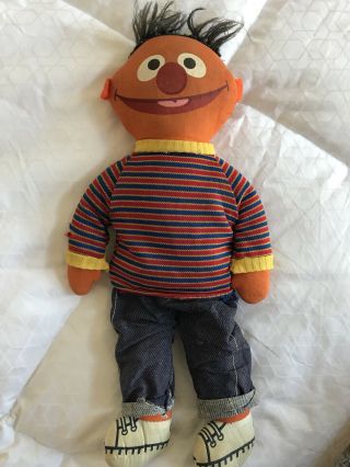 Vintage Ernie Hand Toy Stuffed Doll Sesame Street Knickerbocker