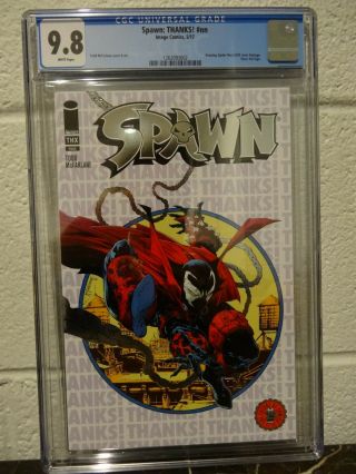 Spawn Thanks Cgc 9.  8 Silver Foil Mcfarlane Spider - Man 300 Homage 2017
