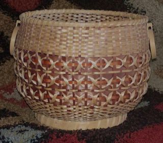 Vintage Native American Cherokee Indian Handmade Huge White Oak Basket/handles