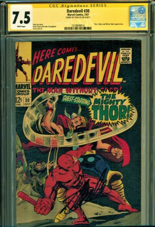 Daredevil 30 Cgc 7.  5 W/pgs Ss Signed By Stan Lee Stan Lee Story - Thor Cover