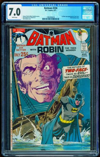 Batman 234 Cgc 7.  0 White Pages 1st First Sa Two - Face Neal Adam Art (1971)