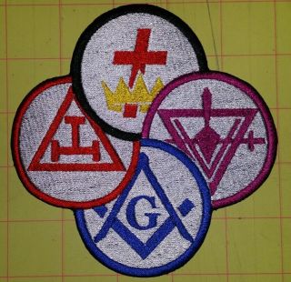 Yorkrite Emblem Scimitar & Cresent Masonic Ornate &cross Embroidered Patch