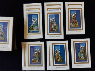 Box Of 13 Vintage Mid Century Religious Christmas Cards