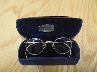 Antique Gold Filled Spectacles Eye Glasses W/ Case Churon Hibo