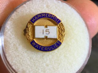 “hammermill” Watervliet 1/10 10k Gold 15 Years Of Service Pin.  Really Neat Pin.