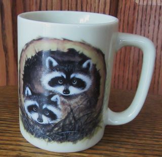 Otagiri Baby Raccoons Ceramic Coffee Mug Cup