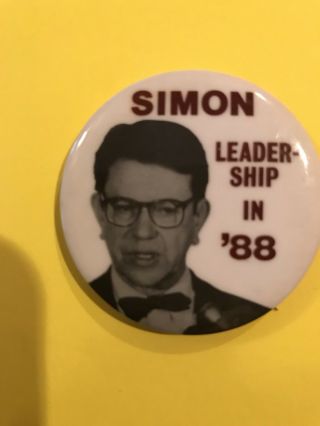 Paul Simon For President Button Pin " Leadership In 1988 "