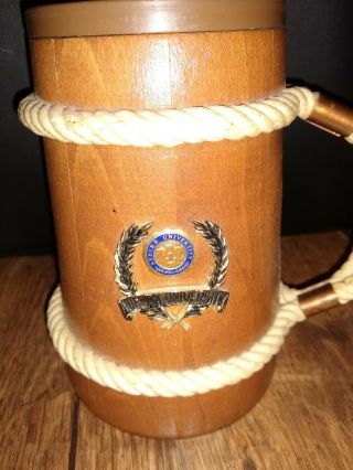 Auburn University Wood Beer Stein Mug Cup W/ Plastic Insert Rope Handle