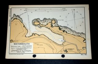 - Watermouth,  Devon - Rare Vintage Ww2 Naval Military Map 1943